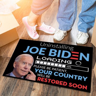 Alternative view of Uninstalling Joe Biden Please Be Patient Your Country Will Be Restored Soon Funny Biden Entrance Indoor Outdoor Decorative Doormat