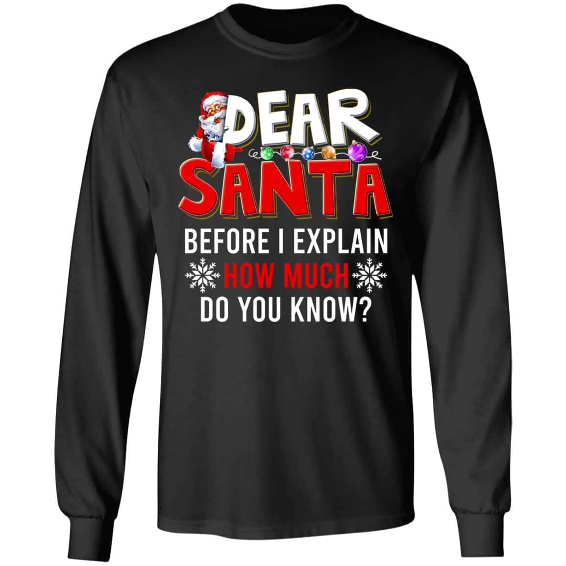 2Th. Dear Santa How Much Do You Know (7), Black, Long Sleeve