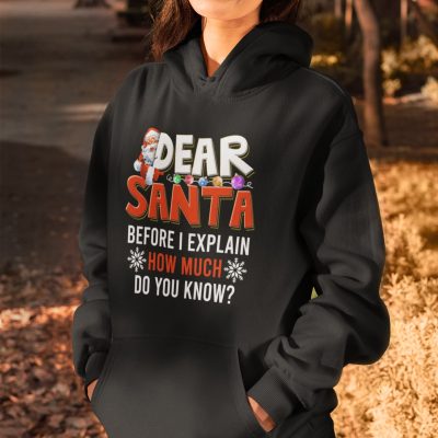 Alternative view of Dear Santa Before I Explain How Much Do You Know Hoodie - Funny Christmas Sweatshirt - Long Sleeve