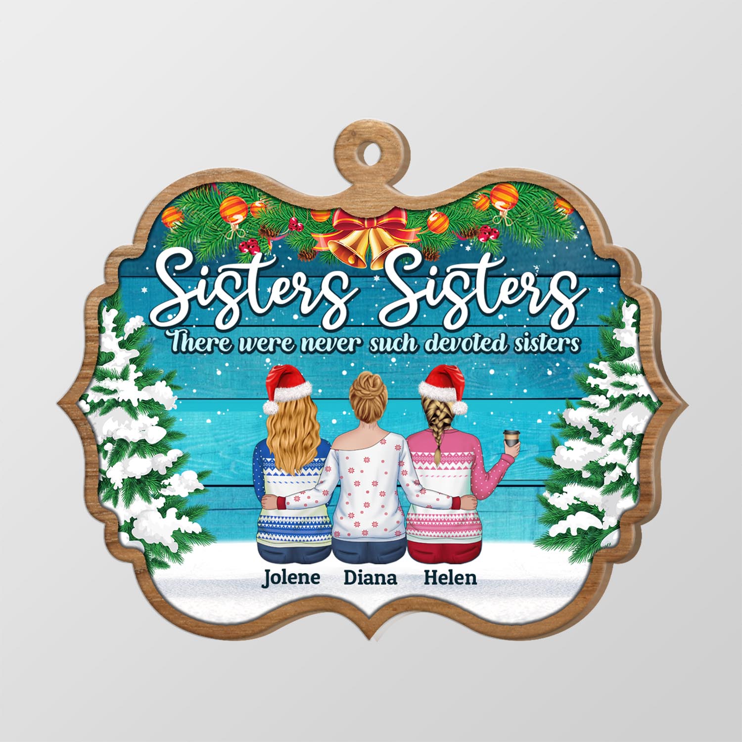 2VT. Sisters Sisters Shaped ornament Mockup Simple