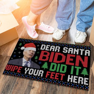 Alternative view of Dear Santa Biden Did It Wipe Your Feet Here Doormat - Funny Joe Biden Ugly Christmas Doormat