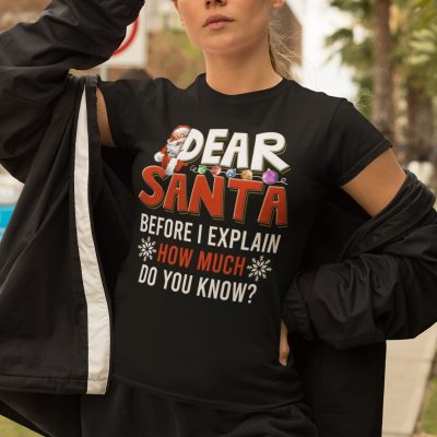 Alternative view of Dear Santa Before I Explain How Much Do You Know Funny Christmas T-Shirt - V-Neck Shirt