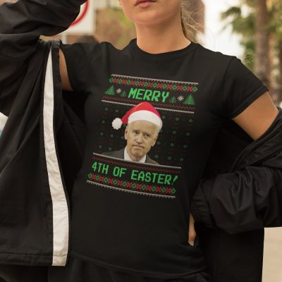 Alternative view of Merry 4th Of Easter Biden Ugly Christmas T-Shirt - Hoodie - Sweatshirt