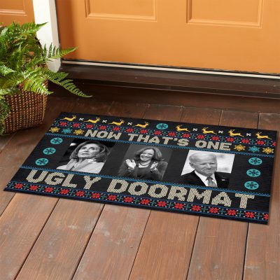Alternative view of Now That's One Ugly Doormat Pelosi Harris Biden Christmas House Doormat - Outdoor Indoor Doormat