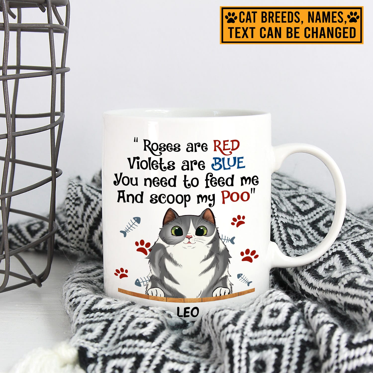 3VT. Cat Roses Are Red Need To Feed mug mk1