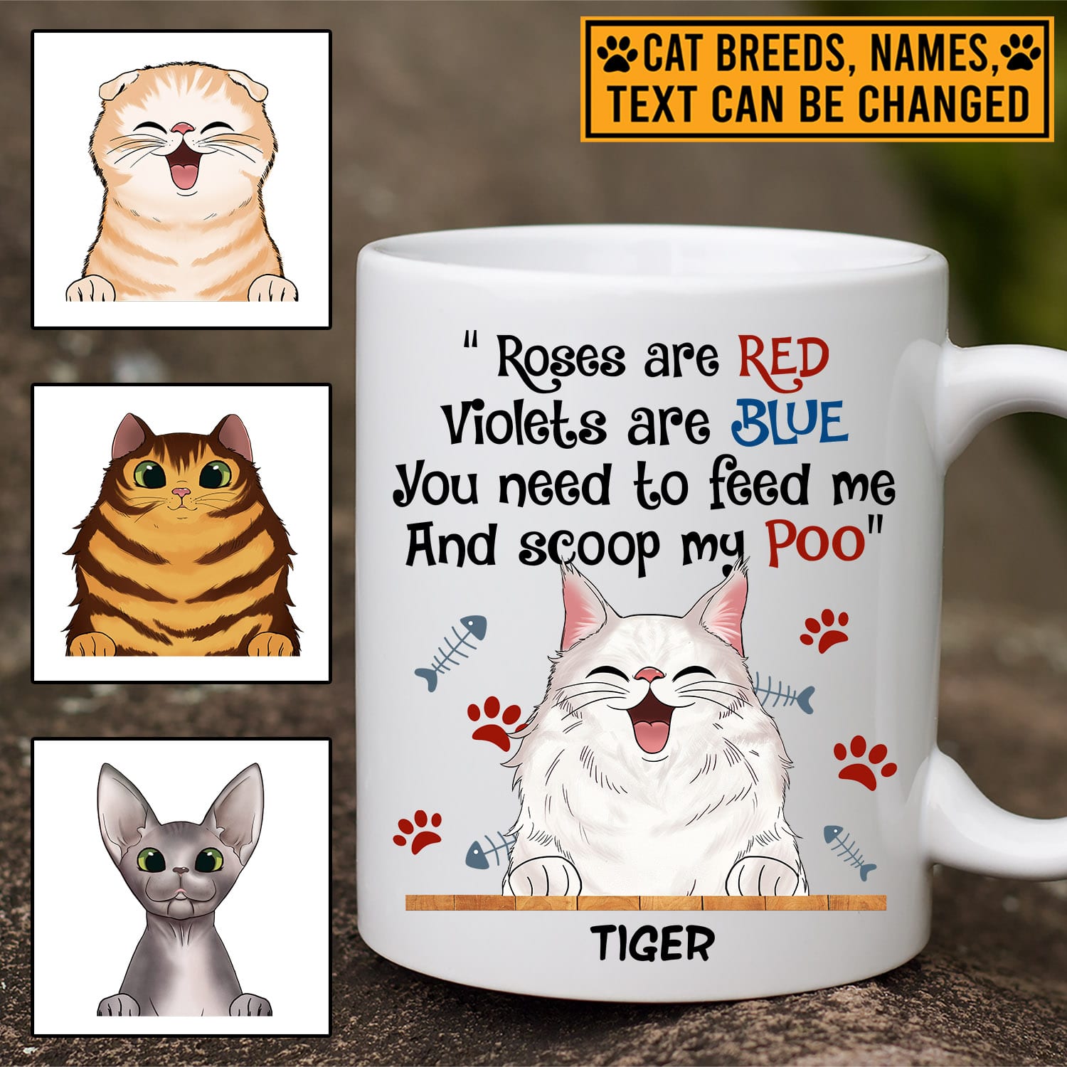 3VT. Cat Roses Are Red Need To Feed mug mk4