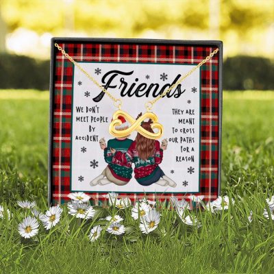 Alternative view of Friends We Don't Meet People By Accident They're Meant to Cross Our Path Bestie Infinity Heart Pendant Necklace