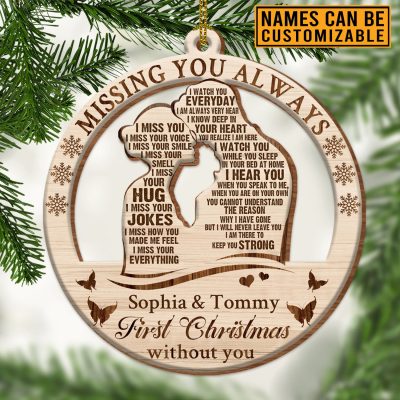 Alternative view of Personalized Missing You Always First Christmas Without You Custom Shaped Wooden Christmas Ornament Keepsake