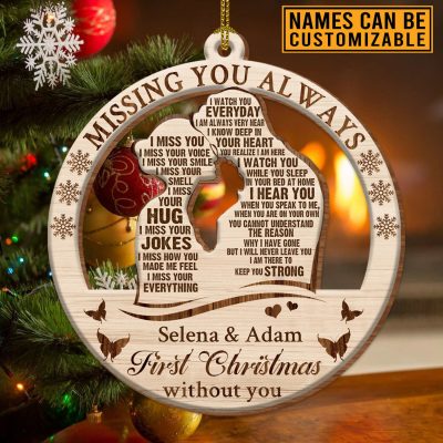 Personalized Missing You Always First Christmas Without You Custom Shaped Wooden Christmas Ornament Keepsake