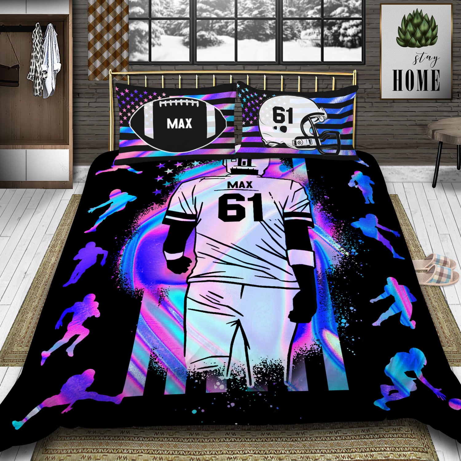 6VT. Football Bedding Set-Sample Design Bedding Set Mockup 9
