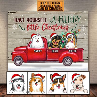 Alternative view of Have Yourself A Merry Little Christmas Personalized Dog Breed Xmas Framed Canvas Prints - Unframed Poster