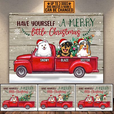 Have Yourself A Merry Little Christmas Personalized Dog Breed Xmas Framed Canvas Prints - Unframed Poster