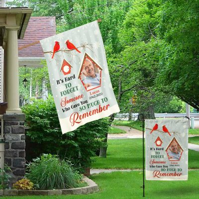 Alternative view of Personalized Photo It's Hard To Forget Someone Who Gave You So Much Remember Outdoor House Flag - Home Garden Flag