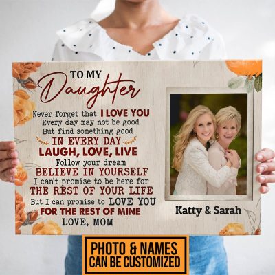 Alternative view of Personalized Photo From Mom To My Daughter Never Forget That I Love You Framed Canvas Print - Unframed Poster