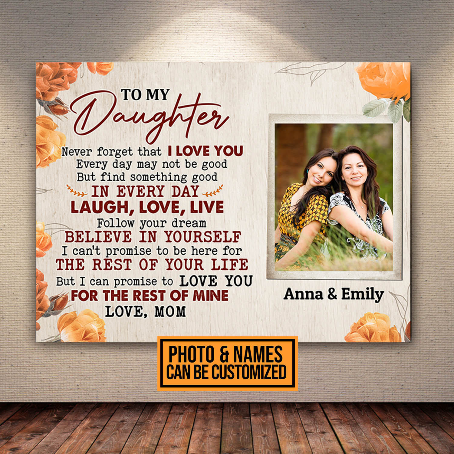 5VT. To My Daughter Never Forget Photo canvas mk1