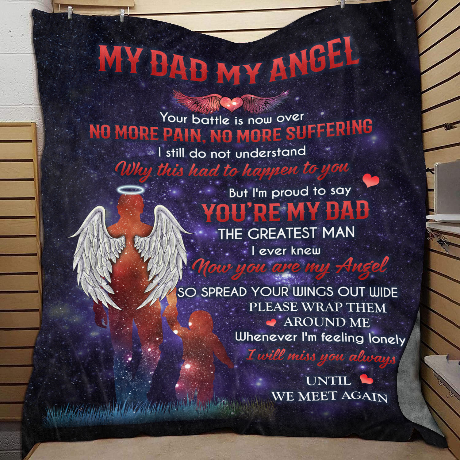 4O. My Dad My Angel (Dad - Son) Blanket Mockup 9