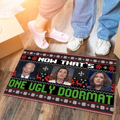 Alternative view of Now That's One Ugly Doormat Funny Biden Harris Nancy Ugly Christmas House Doormat - Outdoor Indoor Doormat