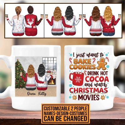 Personalized Best Friends I Just Want To Bake Cookies Ceramic Coffee Mug - Girls Bestie BFF Christmas Gifts