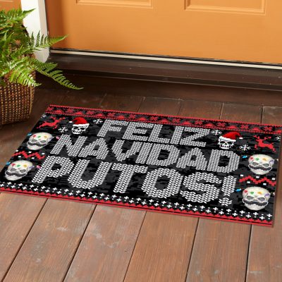 Alternative view of Feliz Navidad Putos Ugly Christmas House Doormat - Funny Christmas Outdoor Indoor Doormat