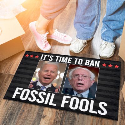 Alternative view of It's Time To Ban Fossil Fools Funny Biden Bernie House Doormat -Outdoor Indoor Doormat