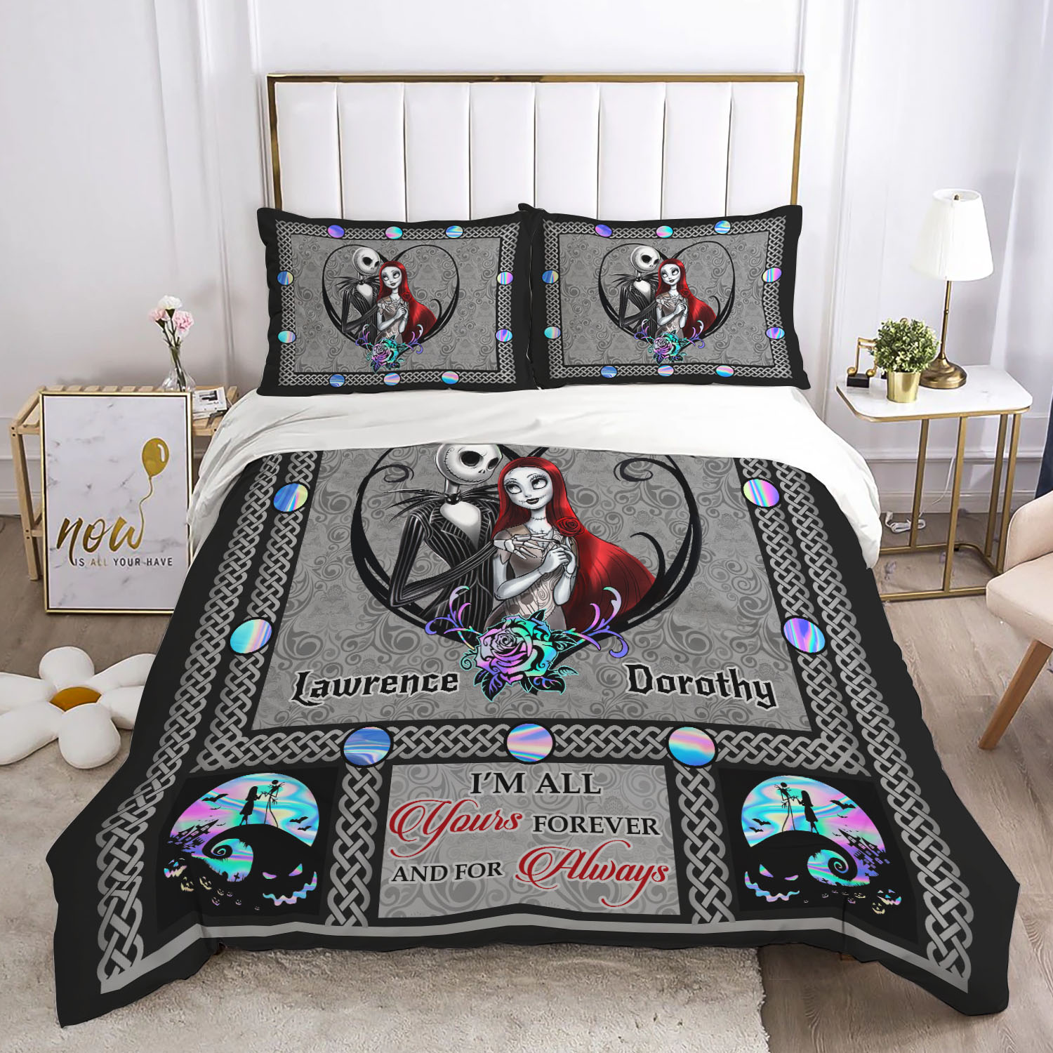 3VT. Jack Sally Bedding Set (Sample Design 1) Bedding Set Mockup 4