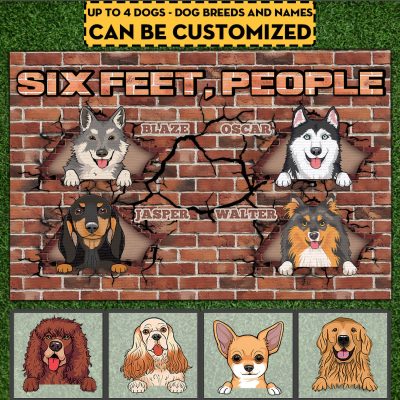 Alternative view of Personalized Dog Breeds Six Feet People Entrance Indoor Outdoor Funny Decorative Doormat - Welcome Mat