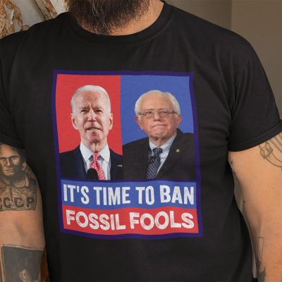 Alternative view of It's Time To Ban Fossil Fools T-shirt - V-neck Tee - Funny Joe Biden Bernie Sanders Shirt - Anti Biden Shirt