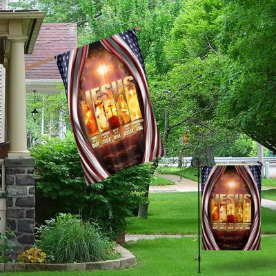 Alternative view of Jesus Born As Baby Coming Back As A King Christian Outdoor Indoor Garden Flag - House Flag - Wall Flag