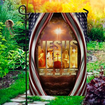 Jesus Born As Baby Coming Back As A King Christian Outdoor Indoor Garden Flag - House Flag - Wall Flag