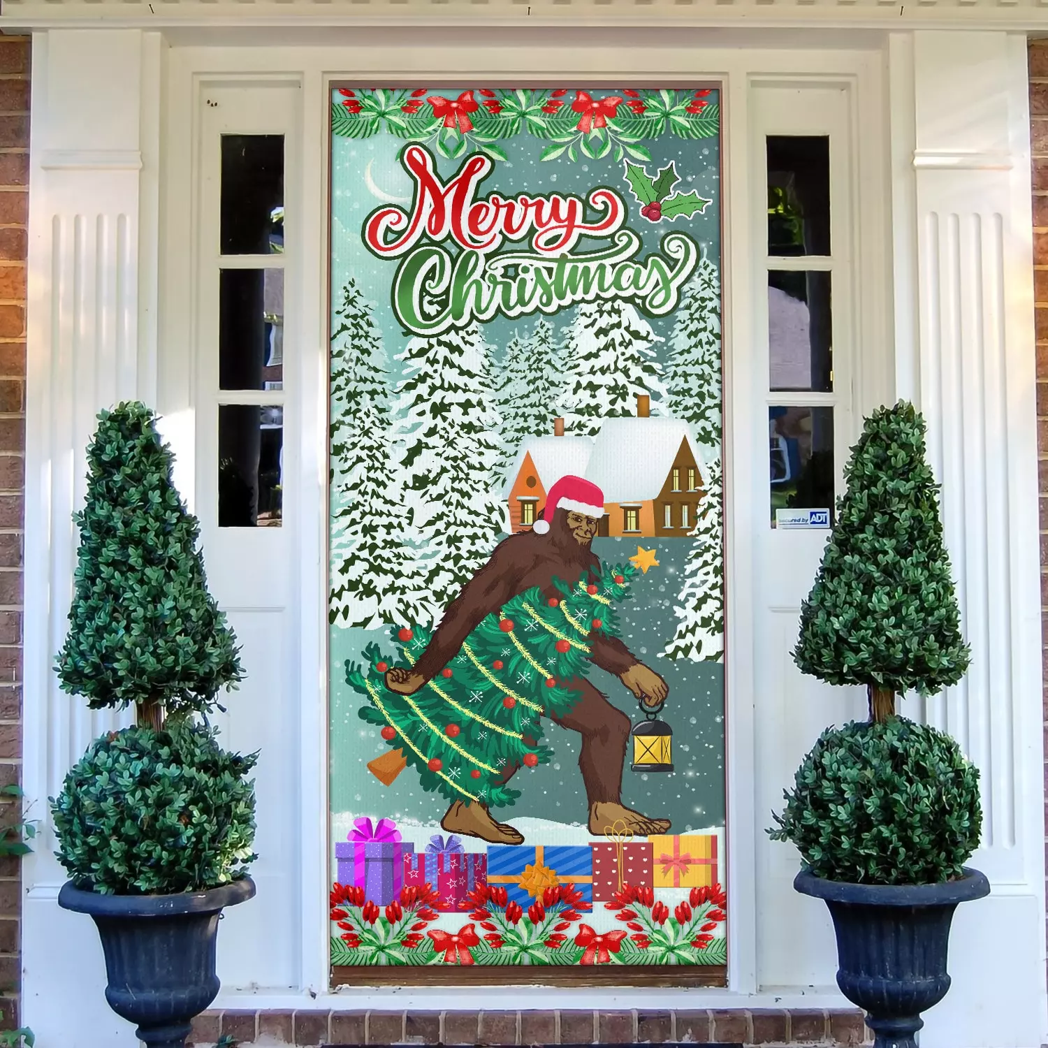 8Th. Merry Christmas Bigfoot Door Cover Mockup 9