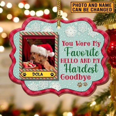 Alternative view of Personalized Photo You Were My Favorite Hello And My Hardest Goodbye Custom Shaped Wooden Christmas Ornament Keepsake