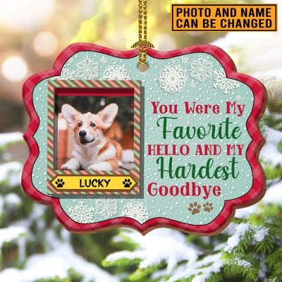 Personalized Photo You Were My Favorite Hello And My Hardest Goodbye Custom Shaped Wooden Christmas Ornament Keepsake