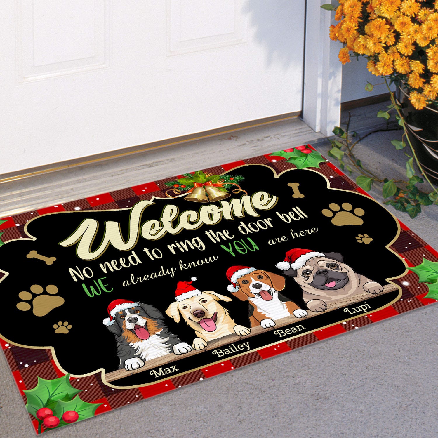 7VT. Welcome No Need To Ring The Door-Sample Design 1 Doormat Mockup 11