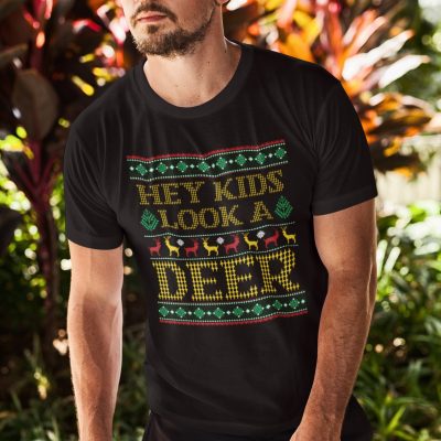 Alternative view of Hey Kids Look A Deer Ugly Christmas T-Shirt - Funny Christmas Hoodie - Sweatshirt - Long Sleeve