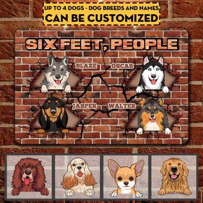 Alternative view of Personalized Dog Breeds Six Feet People Decorative Metal Sign - Indoor Outdoor Decor Farmhouse