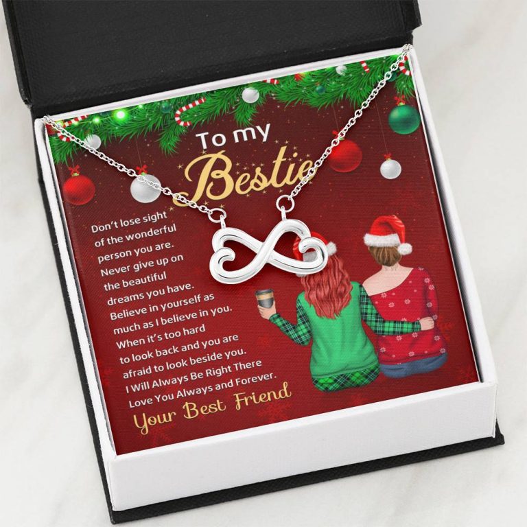 Bestie Don't Lose Sight of the Wonderful Person You Are Never Give Up Infinity Heart Pendant Necklace