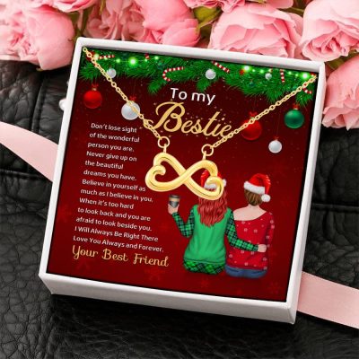 Alternative view of Bestie Don't Lose Sight of the Wonderful Person You Are Never Give Up Infinity Heart Pendant Necklace