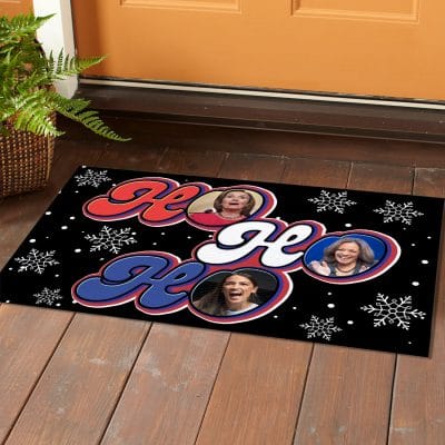 Alternative view of Ho Ho Ho Funny Nancy Kamala Cortez Christmas House Doormat - Funny Political Outdoor Indoor Doormat