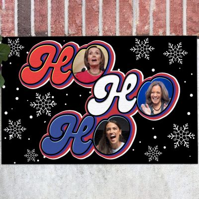 Ho Ho Ho Funny Nancy Kamala Cortez Christmas House Doormat - Funny Political Outdoor Indoor Doormat