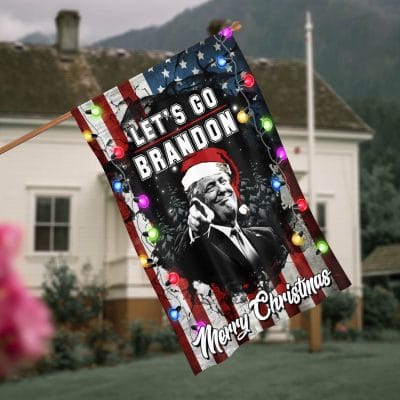 Merry Christmas Let's Go Brandon Trump Flag - Funny Joe Biden Garden Flag - House Flag