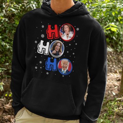 Alternative view of Funny Biden Kamala Harris Pelosi Ho Ho Ho Anti Democrat Christmas Hoodie - Sweatshirt