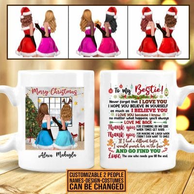 Personalized To My Bestie Ceramic Coffee Mug - Custom Names Christmas Gifts For Best Friends BFF