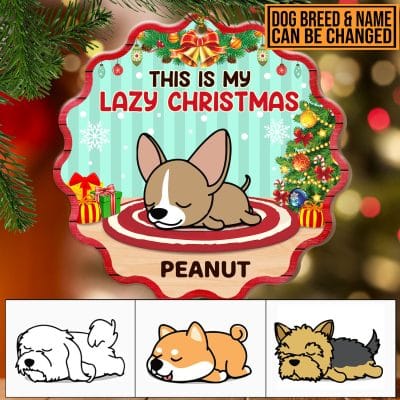Personalized Dog Lazy Lying This Is My Lazy Christmas Custom Shaped Wooden Christmas Ornament Keepsake