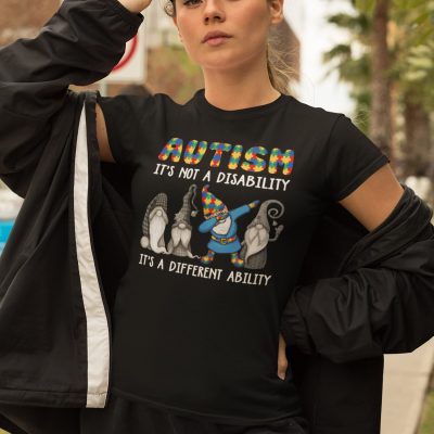 Alternative view of Autism It's Not A Disability It's A Different Ability Gnome Dabbing T-Shirt - Autism Awareness Shirt