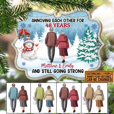 Personalized Old Couple Annoying Each Other And Still Going Strong Custom Shaped Wooden Christmas Ornament