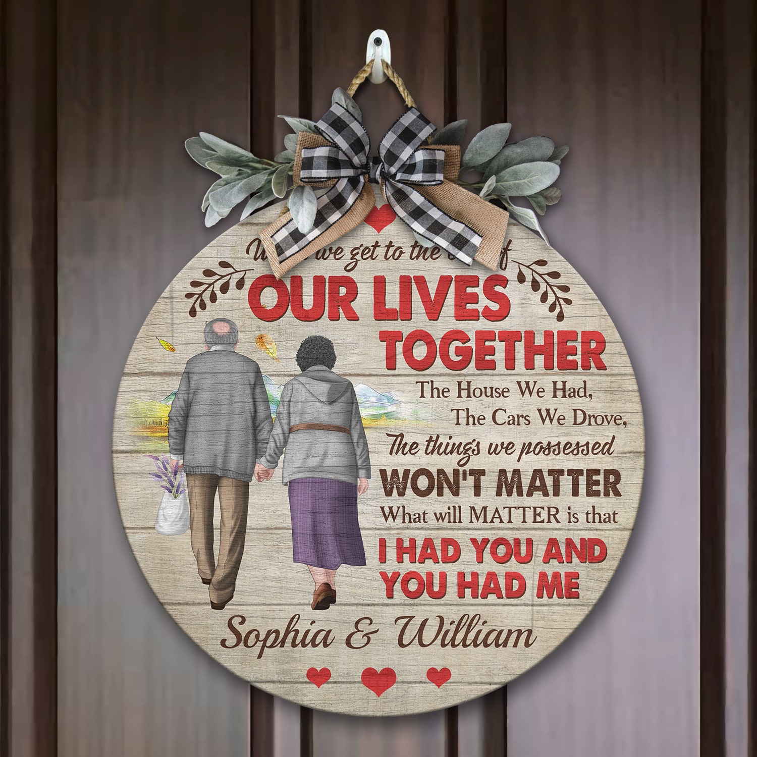 4VT. When We Get To The End Old Couple Custom - sample design Door Sign Mockup 7