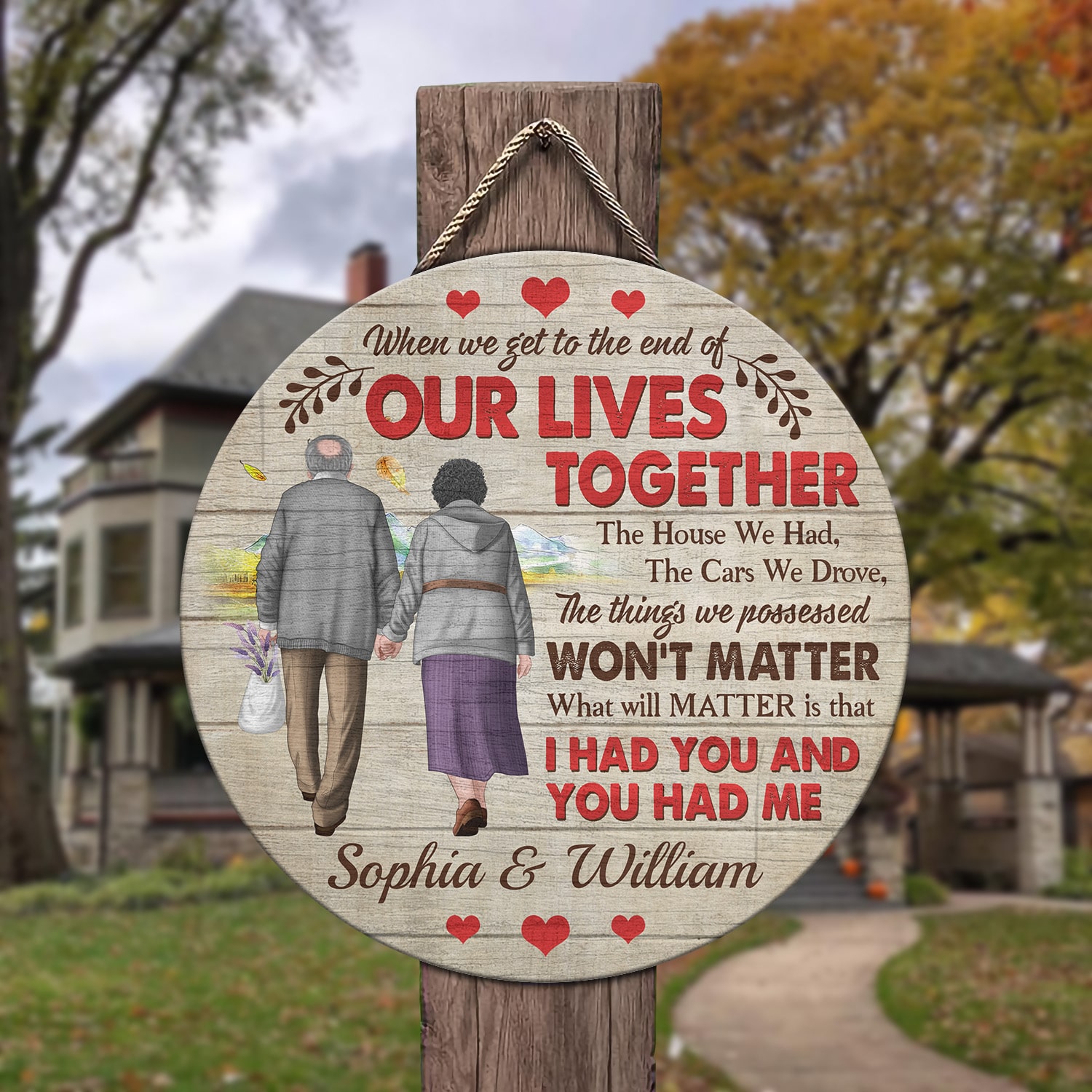 4VT. When We Get To The End Old Couple Custom - sample design Door Sign Mockup 3