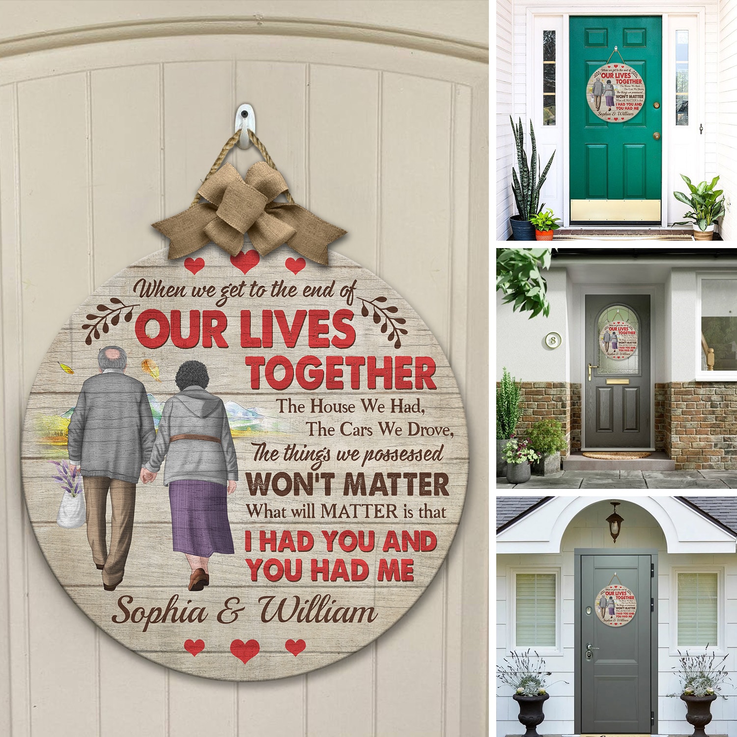 4VT. When We Get To The End Old Couple Custom - sample design Door Sign Mockup 12
