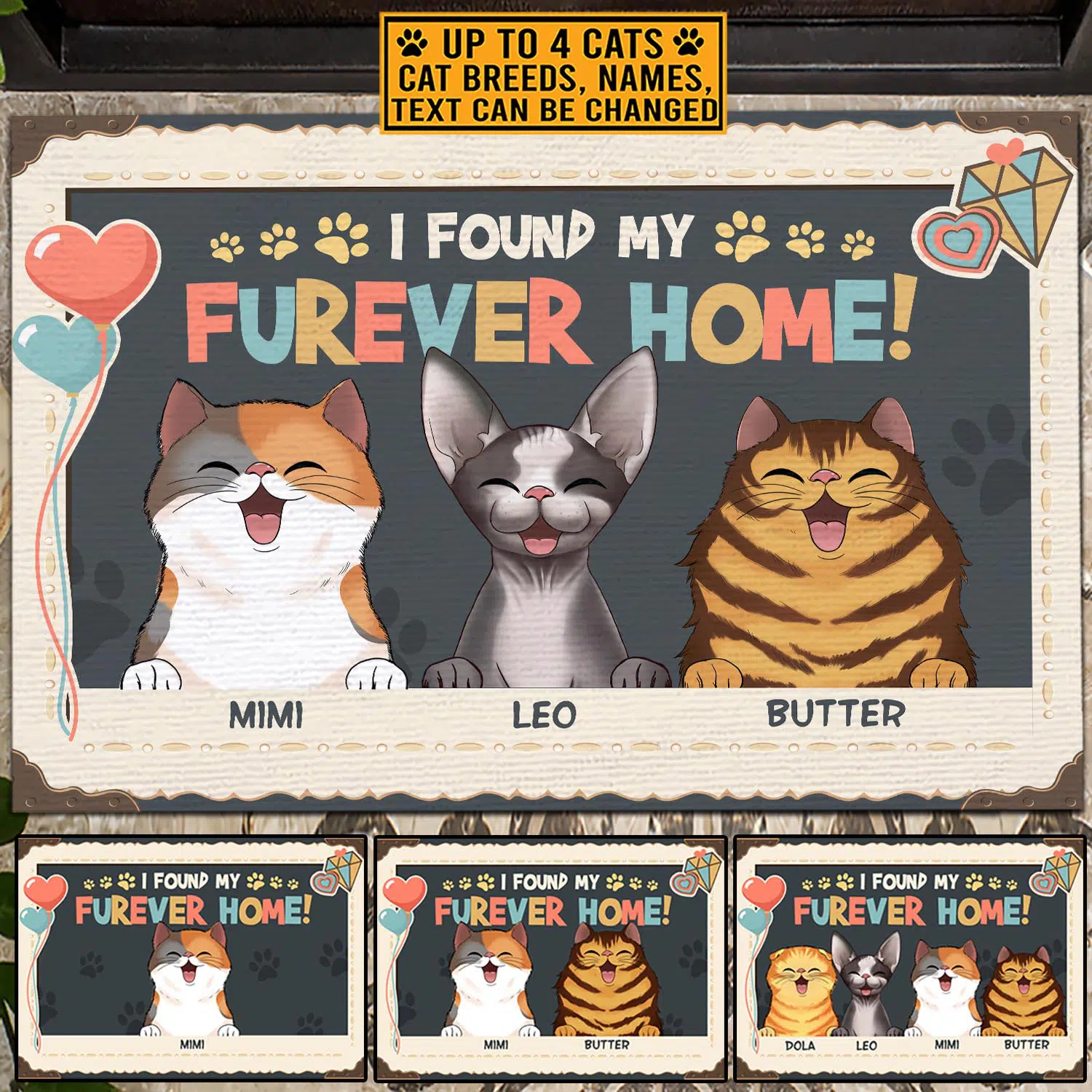 2VT. I Found My Furever Home Smiling Cat doormat mk4