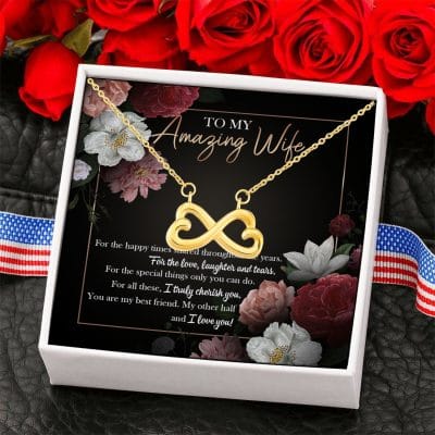 Alternative view of To My Amazing Wife I Love You Infinity Heart Pendant Necklace - Wife Necklace Jewelry Gifts From Husband